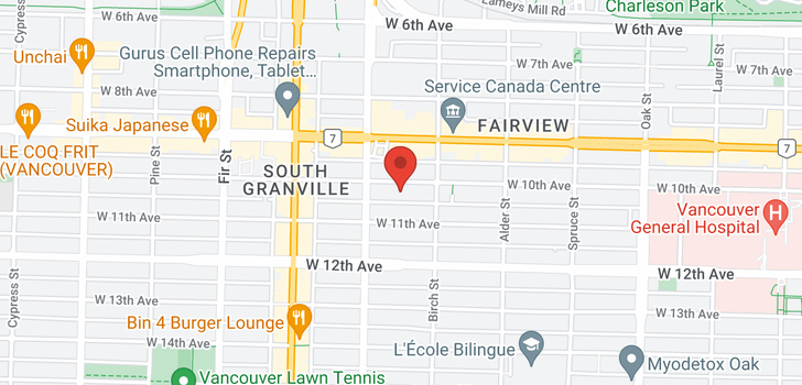 map of 301 1352 W 10TH AVENUE